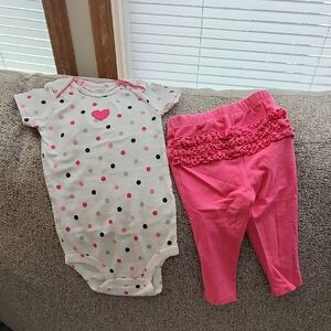 Carter's White Onesie with Pink and Gray Accents